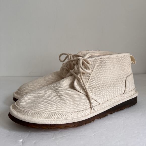 UGG Men's Neumel Canvas II Wool Lined Chukka Lace Up Boots in White Cap Size 11 - Picture 6 of 10